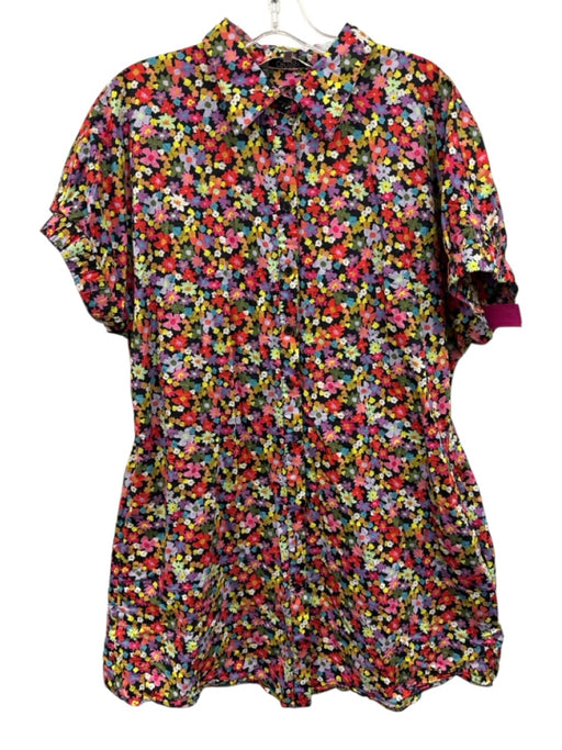 CROSBY by Mollie Burch Size L Black & Multi Cotton Floral Button Front Dress Black & Multi / L