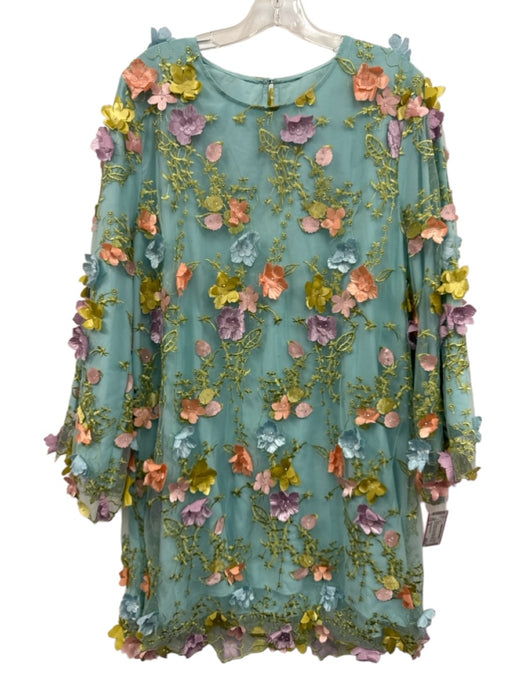 Mestiza New York Size XL Blue & Multi Nylon Keyhole Back Mesh Detail Mini Dress Blue & Multi / XL