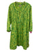 Sigrid Olsen Size L Green Cotton Printed V Neck Pockets Mini Dress Green / L