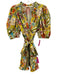 Marie Oliver Size L White & Multi Cotton V Neck Puff Short Sleeve Floral Dress White & Multi / L