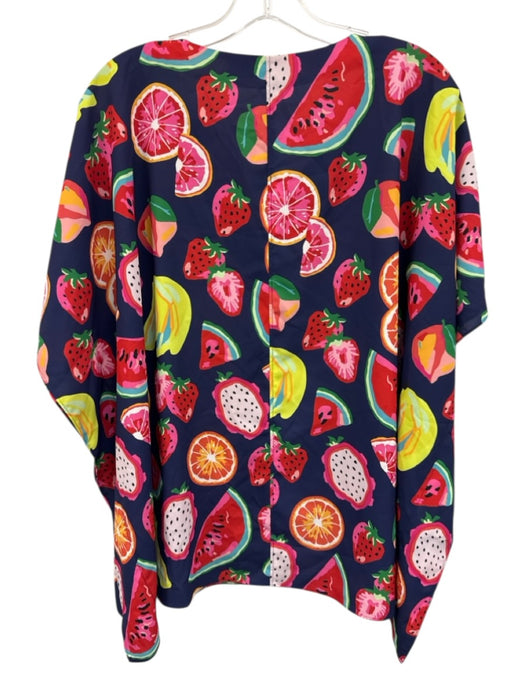 CROSBY by Mollie Burch Size L Navy & Multi Polyester V Neck Printed Top Navy & Multi / L