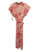 Sheridan French Size L Pink Cotton Blend V Neck Studded Printed Tie Belt Dress Pink / L