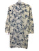 Saloni Size 10 Blue & White Cotton 1/2 Button Printed Collared Mini Dress Blue & White / 10