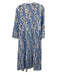 Sail To Sable Size L Blue & White Linen Blend V Neck Floral Print Maxi Dress Blue & White / L