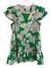 Tanya Taylor Size M Green & Multi Cotton V Neck Floral Mini Sleeveless Dress Green & Multi / M