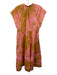 Alden Adair Size L Pink & Yellow Cotton Blend V Neck Sleeveless Pockets Dress Pink & Yellow / L