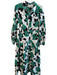 Diane Von Furstenberg Size Large Green, Black & White Cotton Long Sleeve Dress Green, Black & White / Large