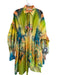La Fuori Size Large Yellow, Orange & Multi Silk & Cotton Floral Collar Dress Yellow, Orange & Multi / Large