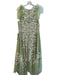 Alex Marie Size 14 Green & White Nylon Sleeveless Ruffles V Neck Back Zip Gown Green & White / 14