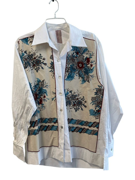 Antonio Marras Size 44 White & Multi Cotton Blend Button Down Long Sleeve Top White & Multi / 44