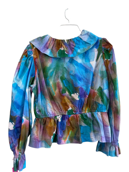 Marie Oliver Size Est L Blue & Multi Cotton Tie Dye Long Sleeve V Neck Top Blue & Multi / Est L