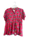 Victoria Dunn Size Large Pink & Multi Cotton Short Sleeve Button Down Top Pink & Multi / Large