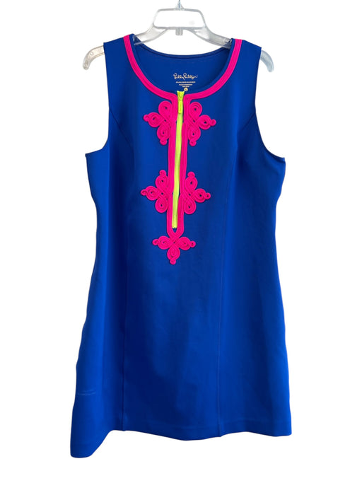 Lilly Pulitzer Size Medium Blue Polyester Sleeveless 3/4 Zip Trim Design Dress Blue / Medium