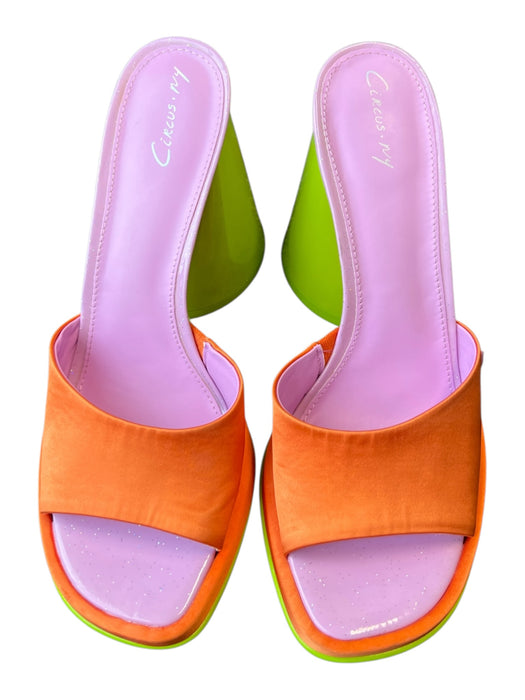 Circus NY Shoe Size 9.5 Orange & Green Fabric open toe Square Toe Mule Shoes Orange & Green / 9.5