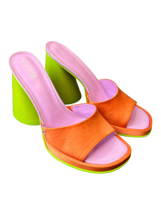 Circus NY Shoe Size 9.5 Orange & Green Fabric open toe Square Toe Mule Shoes Orange & Green / 9.5