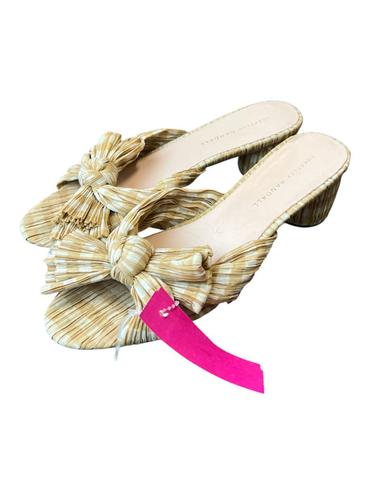 Loeffler Randall Shoe Size 9 Tan & White Fabric open toe Bow Detail Shoes Tan & White / 9