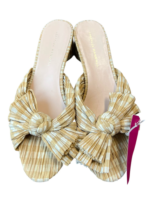 Loeffler Randall Shoe Size 9 Tan & White Fabric open toe Bow Detail Shoes Tan & White / 9