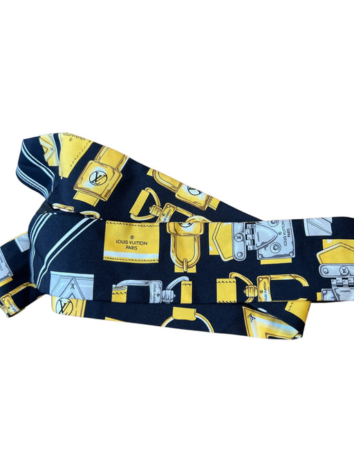 Louis Vuitton Black & Gold Silk Bandeau scarf Black & Gold / Small