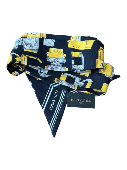 Louis Vuitton Black & Gold Silk Bandeau scarf Black & Gold / Small