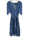 Alex Evenings Size 14 Blue Polyester Blend Short Sleeve V Neck Lace Floral Dress Blue / 14