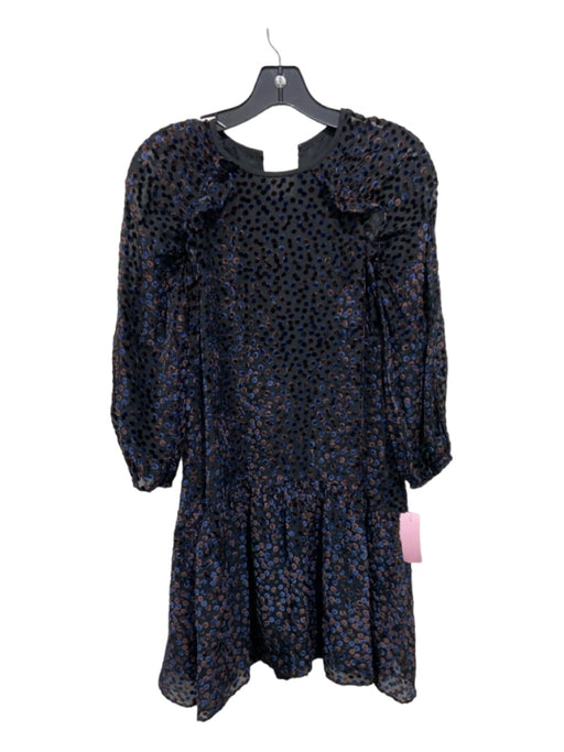 Shoshanna Size 4 Black & Multi Nylon & Rayon Polka Dots Velvet Keyhole Dress Black & Multi / 4
