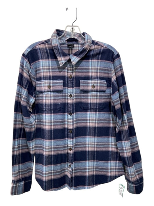 Patagonia Size M Blue & Purple Print Organic Cotton Plaid Button Up Top Blue & Purple Print / M