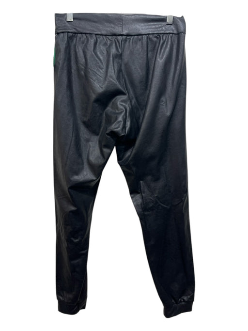 Commando Size M Black PU Leather & Viscose Elastic Waist Jogger Pants Black / M