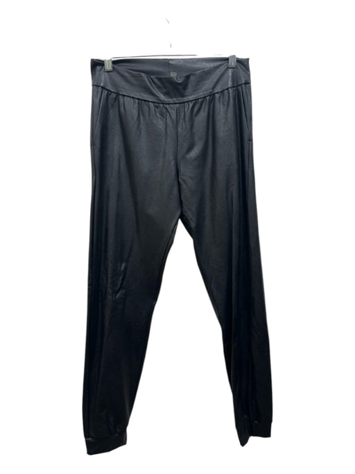 Commando Size M Black PU Leather & Viscose Elastic Waist Jogger Pants Black / M