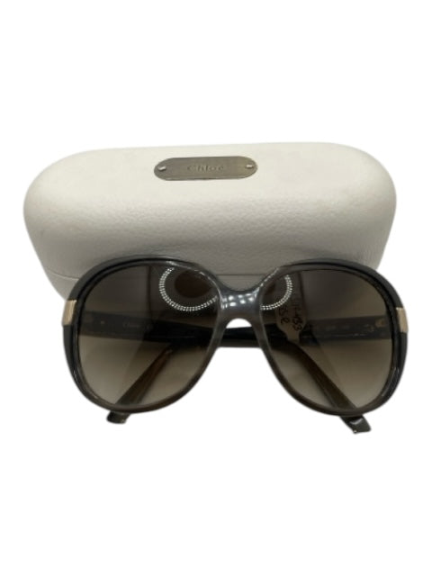 Chloe Gray & Beige Acetate Tortoise Gradient Gold Hardware Sunglasses Gray & Beige