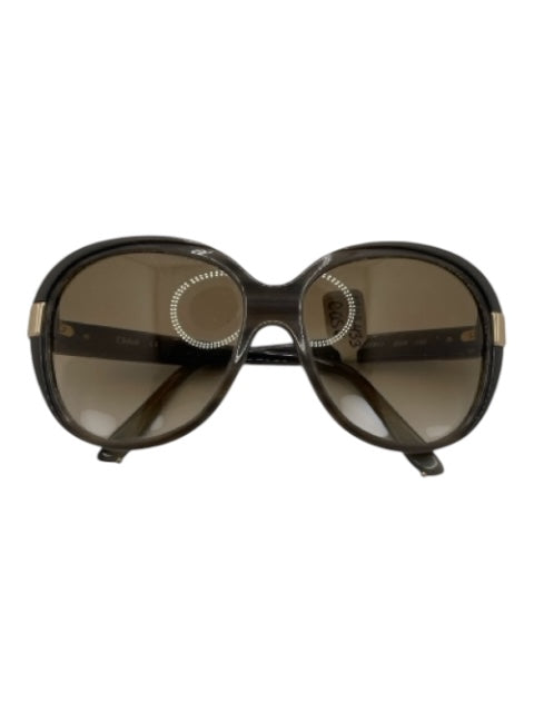 Chloe Gray & Beige Acetate Tortoise Gradient Gold Hardware Sunglasses Gray & Beige