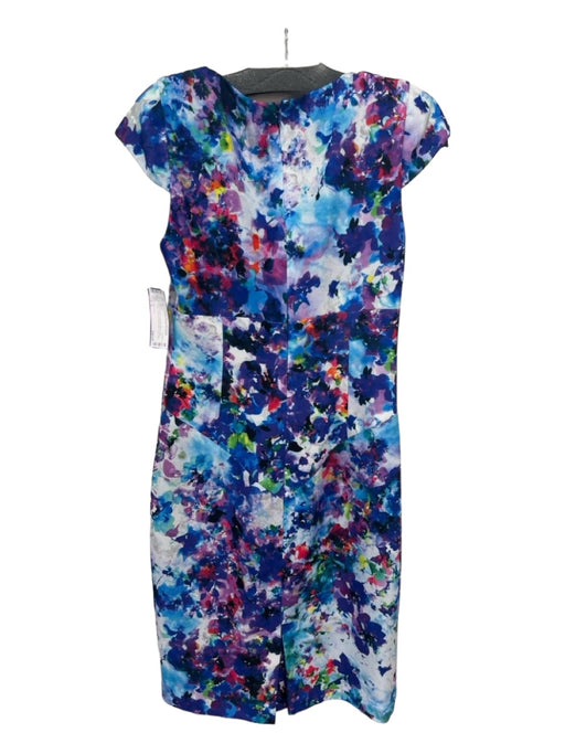 Black Halo Size 4 Blue & Multi Polyamide Blend Cap Sleeve Abstract Floral Dress Blue & Multi / 4