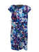 Black Halo Size 4 Blue & Multi Polyamide Blend Cap Sleeve Abstract Floral Dress Blue & Multi / 4