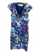 Black Halo Size 4 Blue & Multi Polyamide Blend Cap Sleeve Abstract Floral Dress Blue & Multi / 4