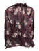 Intermix Size Large Burgundy, White, Green Silk Long Sleeve Floral Smocked Top Burgundy, White, Green / Large
