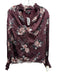 Intermix Size Large Burgundy, White, Green Silk Long Sleeve Floral Smocked Top Burgundy, White, Green / Large