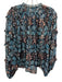 Ulla Johnson Size 6 Navy, Blue, Orange Silk Blend Long Sleeve Floral V Neck Top Navy, Blue, Orange / 6