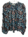 Ulla Johnson Size 6 Navy, Blue, Orange Silk Blend Long Sleeve Floral V Neck Top Navy, Blue, Orange / 6