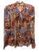 Marie Oliver Size Medium Blue, Orange, Green Silk Blend Long Sleeve Floral Top Blue, Orange, Green / Medium