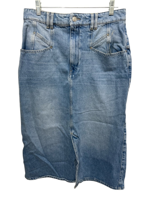 Isabel Marant Size 42 Light Wash Cotton Denim High Rise Whiskering Pockets Skirt Light Wash / 42