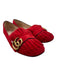 Gucci Shoe Size 40.5 Red Leather Suede Square Toe Fringe Double G's Flats Red / 40.5