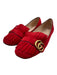 Gucci Shoe Size 40.5 Red Leather Suede Square Toe Fringe Double G's Flats Red / 40.5