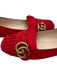 Gucci Shoe Size 40.5 Red Leather Suede Square Toe Fringe Double G's Flats Red / 40.5