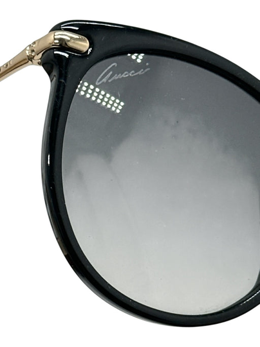 Gucci Black & Gold Acetate Cat Eye Bamboo Detail Gold Hardware Sunglasses Black & Gold