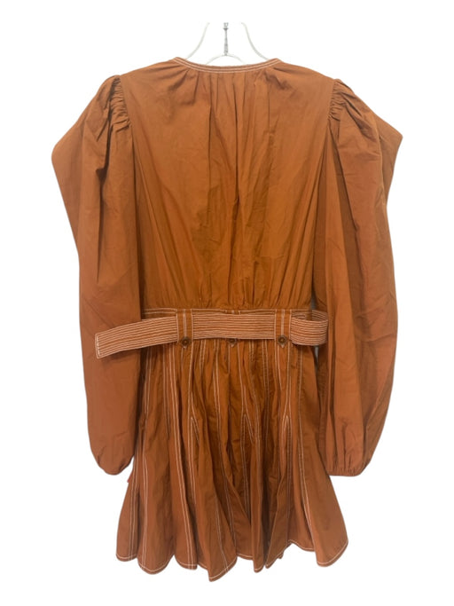 Ulla Johnson Size 4 Rust Orange No Fabric Tag V Neck contrast stitch Dress Rust Orange / 4