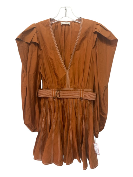 Ulla Johnson Size 4 Rust Orange No Fabric Tag V Neck contrast stitch Dress Rust Orange / 4