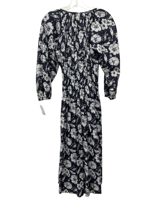 The Great Size 0 Black & White Cotton Long Sleeve Smocked Bodice Dress Black & White / 0
