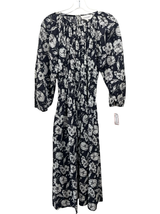 The Great Size 0 Black & White Cotton Long Sleeve Smocked Bodice Dress Black & White / 0