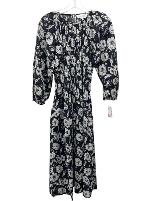 The Great Size 0 Black & White Cotton Long Sleeve Smocked Bodice Dress Black & White / 0