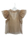 Jonathan Simkhai Size S Tan Polyester Sheer Overlay Crew Neck Button Back Top Tan / S