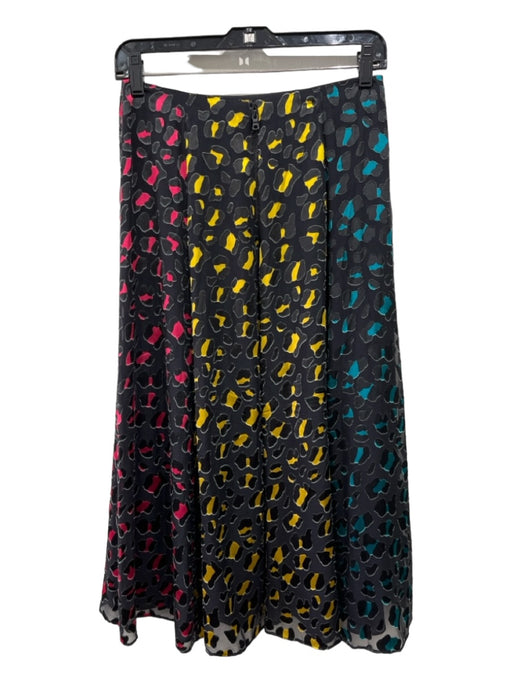 Alice + Olivia Size S/2 Black, Pink, Yellow Viscose Button Down Midi Skirt Set Black, Pink, Yellow / S/2